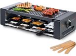 Raclette Per 8 Persone | 8 Teglie E Spatola | Ripiano Extra Per Le Teglie | Con Piastra Grill Con Rivestimento Antiaderente | Cavo Lungo 1,2 M | 1300 Watt