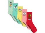 Spongebob Squarepants - Calzini Per Uomo/Donna Unisex (Confezione Da 5) NS7059 (40,5 Eu - 45,5 Eu) (Giallo/Verde/Rosso/Blu)