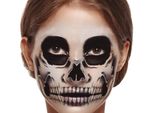 Giorno Dei Morti Maschera Halloween Tatuaggio Viso Colorato Teschio Di Zucchero Fantasma Arte Messicana Festival Make Up Motivo Teschio Costume Carnevale Accessorio, Colore: Nero