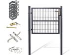 Tolletour Cancello Da Giardino Porta Da Recinzione Porta Da Cortile Zincata A Polvere Con Serratura Maniglia E Chiave Antracite Tubo Quadrato 100X100Cm