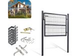 Jopassy Cancello Da Giardino Recinzione Porta Giardino Cancelli Da Giardino Zincato Verniciato A Polvere Con Serratura Maniglia E Chiave Antracite Tubo Quadrato 100X100Cm