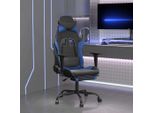 The Living Store Sedia Da Gioco Con Massaggio E Poggiapiedi In Ecopelle Nera E Blu