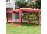 The Living Store Tenda Per Feste Con 6 Pareti Laterali In Rete Rosso 3X6 M Hdpe