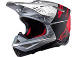 Alpinestars Casco Motocross Sm10 Flood Argento/Nero/Arancio Fluo Opaco E Lucido Taglia: Xl
