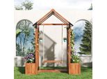 Flieks Fioriera A Letto Rialzato Con Altalena E Tettuccio Parasole, Fioriera Con Traliccio, Cassetta Per Piante In Legno Massiccio Giardino Terrazzo Balcone, 163Cm