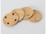 Set Di 4 Sottobicchieri In Vetro Excellent Houseware, Bambù, 10X10 Cm, Marrone, Rotondi