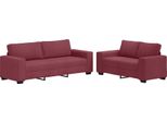 Vidaxl Set Divano 2 Pezzi Con Cuscini In Tessuto Rosso Vino