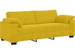 Vidaxl Divano A 3 Posti Giallo 220X77X82 Cm Velluto