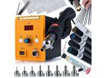 Rosfix 858D Stazione Di Saldatura Ad Aria Calda + Ugelli + Bacchette Di Saldatura + Flussante + Griglia | Set Completo Per Saldatura Plastica Ed Elettronica