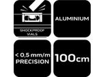 Neo Tools Livella In Alluminio, 0,5 Mm/M 40, 60, 80, 100, 120, 150, 200 Cm Livella Con Attacco Antiurto - 100 Cm
