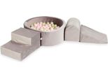 Parco Giochi In Schiuma Con Piscina Rotonda 90X30 Velvet Lilac + 200 Palline: Oro Chiaro, Rosa Chiaro