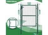 Jayseuw Cancello Da Giardino 150 X 100 Cm Cancello Da Giardino In Acciaio Zincato Con Serratura, Cancello Da Giardino Recinto Incl. Serratura Porta, Cancello, Cancello Recinto, Porta Recinto, Porta Giardino, Recinto Giardino Verde