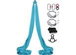 Succebuy Seta Aerea E Altalena Yoga, 11 Metri, Set Di Amache Per Yoga Aereo Con Tessuto Di Nylon Da 100 Gsm, Attrezzatura Completa E Semplice Guida All'installazione, Ideale Per Fitness E Bodybuilding, Blau