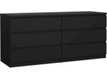 Dmora Cassettiera Aci 50X153.8X70.1H Cm Nero, 6 Cassetti Apertura Scorrevole