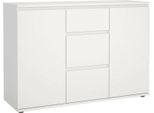 Dmora Credenza Zumpano 40X119.45X83.7H Cm Bianco, Apertura Battente E Scorrevole 2 Ante