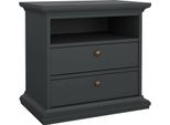 Dmora Comodino Arluno 40X62.6X58.76H Cm Grigio, 2 Cassetti Apertura Scorrevole