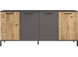Dmora Credenza Bratislava 40X160X71.8H Cm Nero Antracite, Apertura Battente 4 Ante