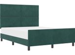 Vidaxl Letto A Molle Con Testiera Verde Scuro 160 X 200 Cm In Velluto