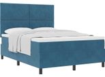Vidaxl Letto A Molle Con Materasso Blu Scuro 160 X 200 Cm In Tessuto