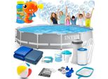 Piscina Da Giardino Con Telaio 366 X 76 Cm 16In1 Intex 26712 + Soffiatore Di Bolle Gratis