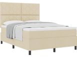 Vidaxl Letto A Molle Con Materasso Crema 160 X 200 Cm In Tessuto
