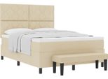 Vidaxl Letto A Molle Con Materasso Crema 160 X 200 Cm In Tessuto