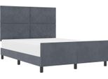 Vidaxl Letto A Molle Con Testiera Grigio Scuro 140 X 190 Cm In Velluto