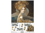 Itd Carta Di Riso Decoupage Artigianato Carta Tovagliolo Tecnica-R2401 Donna Libellula Fiori - Ispirato A Klimt