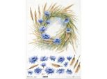 Carta Di Riso Per Decoupage Carta Artigianale Per Decoupage A3 ITD-1259L Ghirlanda Con Fiordalisi