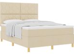 Vidaxl Letto A Molle Con Materasso Crema 160 X 200 Cm In Tessuto