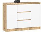 Akord Mobile 2 Ante 3 Cassetti Rovere Artigianale/Bianco 101X35X76 Cm
