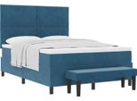 Vidaxl Letto A Molle Con Materasso Blu Scuro 160 X 200 Cm In Velluto