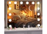 Hashipu Hollywood Specchio Cosmetico Luminoso, 45 X 35 Cm, Specchio Per Il Trucco A Led, 3 Modalità, Luce, Controllo Touch Intelligente, Dimmerabile, Rotazione A 360°, Arrotondato