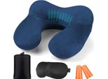 Bbjinronjy -Cuscino Da Viaggio, Cuscino Per Il Collo Gonfiabile, Tappi Per Le Orecchie, Morbido Velluto, Ergonomico Per Ufficio, Aereo, Auto, Viaggio, Campeggio, Riposo Notturno