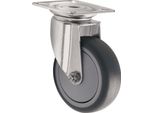 Ruota Girevole Ø 75 Mm Portata 75 Kg Con Piastra Avvitabile Gomma Grigia