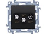 Doppia Presa D'antenna Satellitare SAT-SAT-RTV (Modulo), 1X Ingresso: 5 Mhz-2,4 Ghz, Nero Opaco, SIMON10