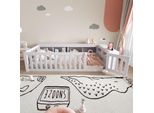 Letto Per Bambini Flieks 90X200Cm Con Porta, Letto Da Terra Con Vani A Giorno, Letto Singolo In Legno Con Rete A Doghe E Protezione Anticaduta, Bianco