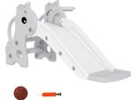 Scivolo Per Bambini, 3 In 1, Scivolo Per Bambini Con Canestro, Scivolo Con Canestro Per Bambini Da 1 A 3 Anni, Per Interni, Grigio 106 X 51,5 X 52 Cm Aosom