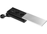 Presa Di Corrente Per Mobili Con Coperchio Scorrevole, 2X2P+Z (Schuko), Usb A+C, Argento