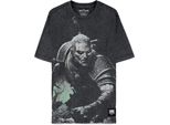 Difuzed The Witcher Wild Hunt Geralt Washed Kurzarm-T-Shirt Grau M Grau M