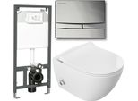 Domotechnika | Wc Sospeso 5In1 - 51X36X32,5 Cm - Bianco - Senza Brida, Funzione Bidet, Chiusura Ammortizzata