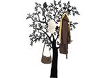 Homcom Appendiabiti Appendiabiti Da Parete A Forma Di Albero Con 4 Uccelli Appendiabiti Con 8 Ganci Decorazione Da Parete Per Giacche, Cappotti, Cappelli, Sciarpe, Borse, 120 X 175 Cm, Nero