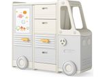 Costway Scaffale Giocattolo Auto, Scaffale Per Bambini A Forma Di Autobus Con Lavagna, 4 Cassetti E Armadi, Scaffale Per Libri, Scaffale Per Camera Dei Bambini, 111X34X94Cm