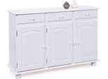 Dmora Credenza Drodger 43X130X87H Cm Bianco, Apertura Battente 3 Ante