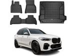 Omac Set Tappetini E Fodera Bagagliaio Per Bmw X5 G05 2018-2025 Gomma Nera 4X