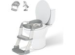Jayseuw Water Trainer Learning Potty Sedile Del Water Regolabile In Altezza Sedile Del Water Per Bambini Con Maniglie, Pieghevole Con Gradini Grigio