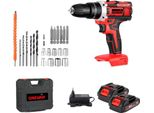 Trapano Elettrico A Percussione, 2 Velocità, Potenza 500 W, 2 Batterie 1 Spina - Rosso
