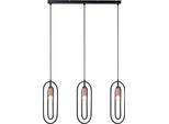 Lampada A Sospensione Moderna Per Sala Da Pranzo Su Tavolo Striscia Nera 3 Elementi Ovali 3Xe27 40W Rovier Rabalux