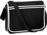 Bagbase Borsa Messenger Retrò, 12 Litri (2 Pezzi/Confezione) BC4477 (Taglia Unica) (Nero/Bianco)