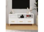 The Living Store Mobile Tv Bianco 102X36X50 Cm Materiale Legno